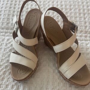 b.o.c. White Strappy Wedge Sandals